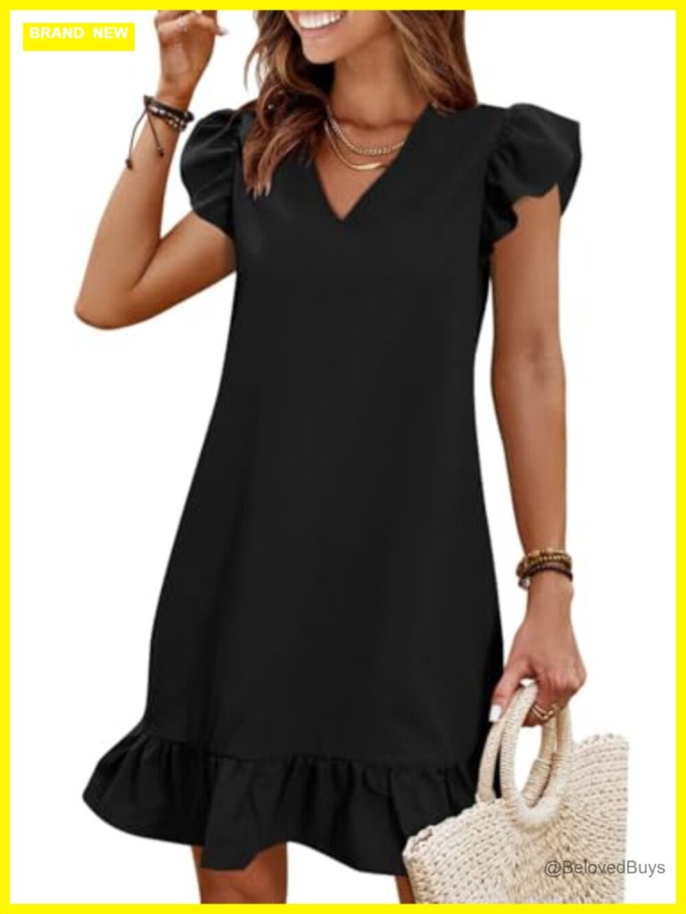 Women's Ruffled V-Neck Mini Sundress Polyester Beach Vacation